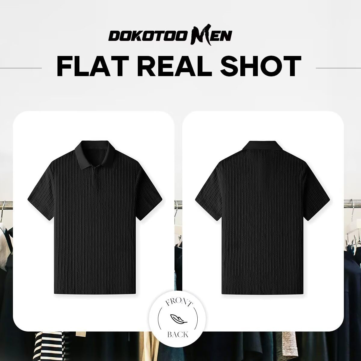 Mens Knit Polo Shirts Short Sleeve Button Down Texture Polo T Shirts Casual Golf Polo Collared Shirts - Image 8