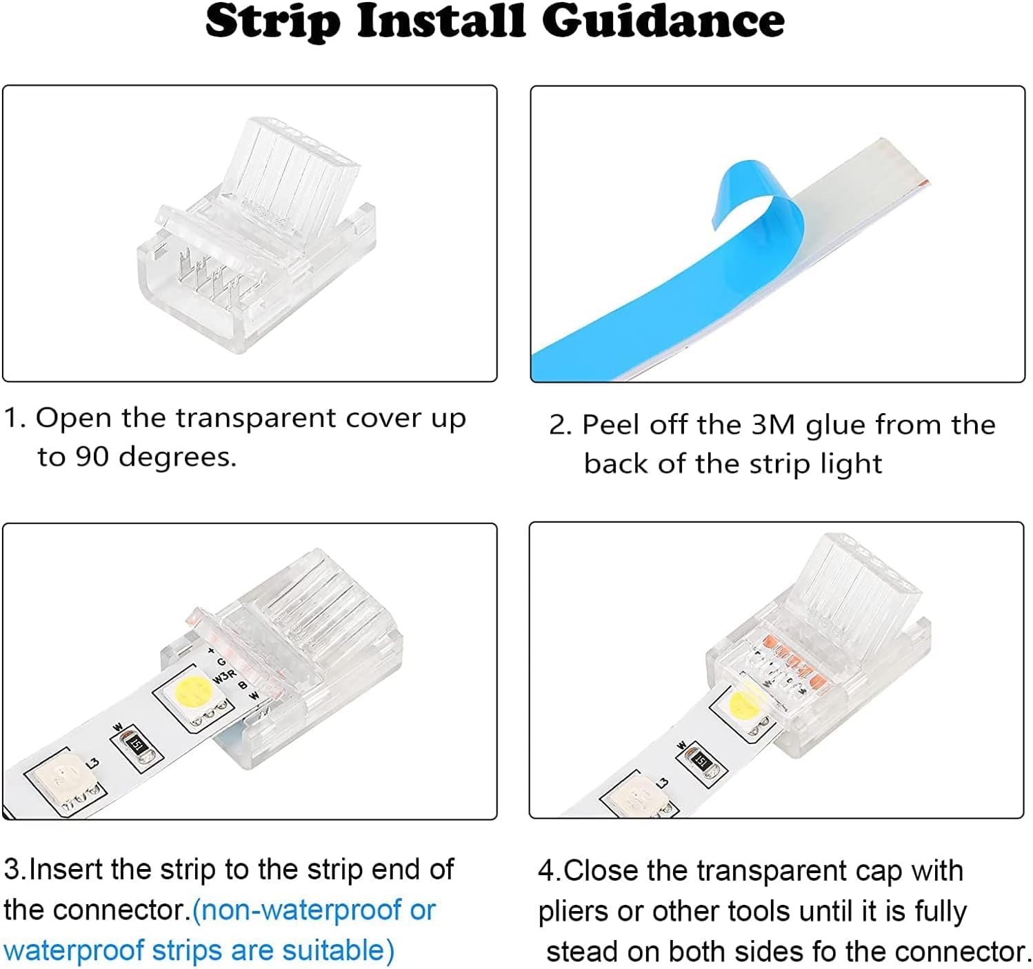 YUTOKEER 20 x 8mm SMD LED Connector 4 Pin 8mm Solderless Connector for 8mm RGB LED Strips, Compatible with IP20/IP65 - Image 4