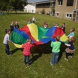 [page_title]-Sport-Thieme Schwungtuch Standard für Kinder, Familie, Sport | Durchmesser 4m | 12 eingenähte Handgriffe | Regenbogen bunt | Für drinnen und draußen