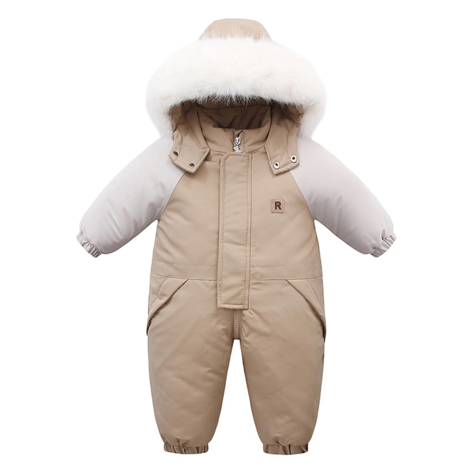 Tuta da Neve da Neonato Bambino con Cappuccio Pellicia Impermeabile Bimbo Tuta da Sci Inverno Pagliaccetto Fodera in Pile Bambina Cappotto Antivento