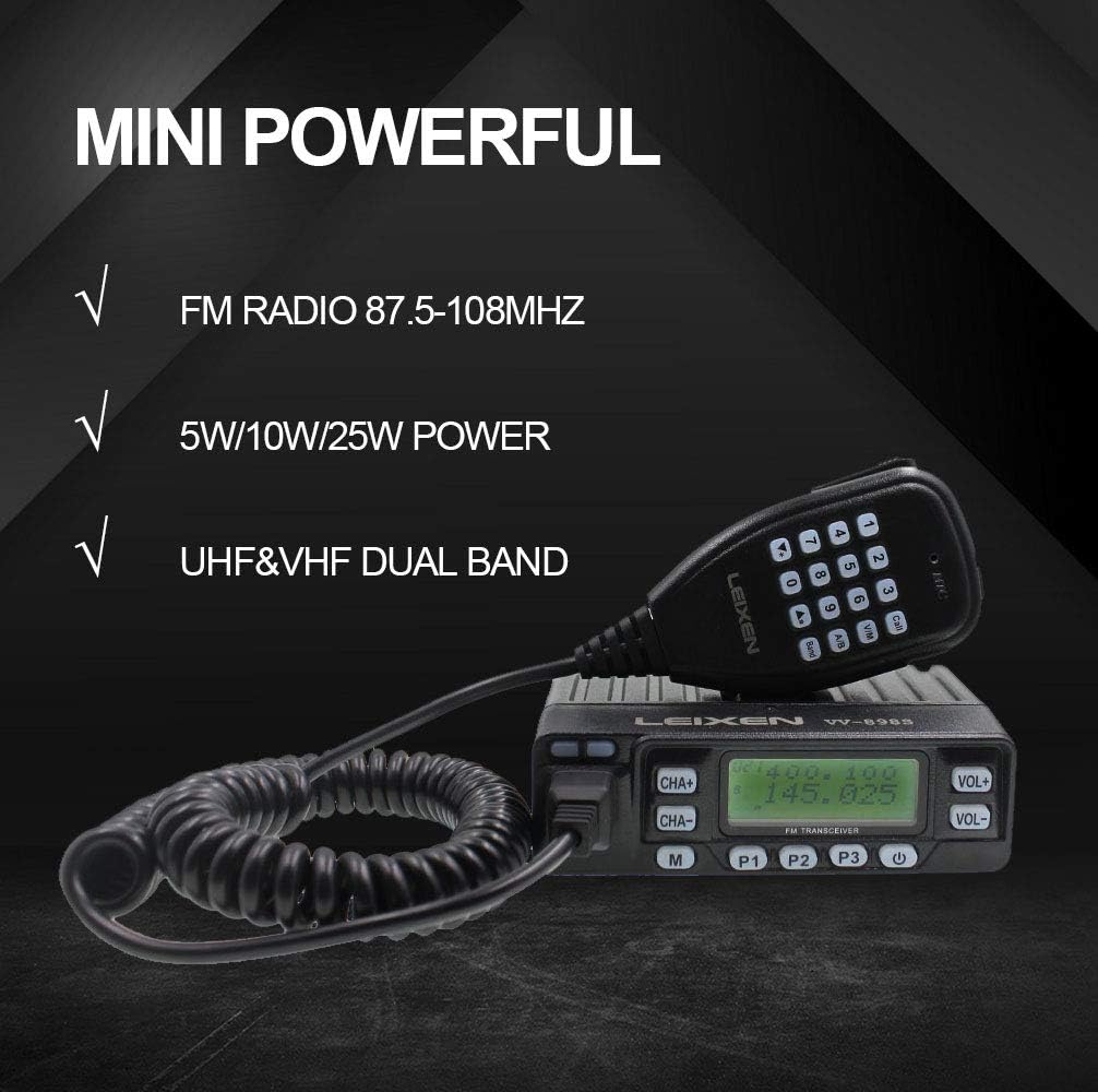 VV-898S UHF VHF 25W 2 Way Radio Car Mobile Radio Tranceiver Walkie Talkie with Programming Cable