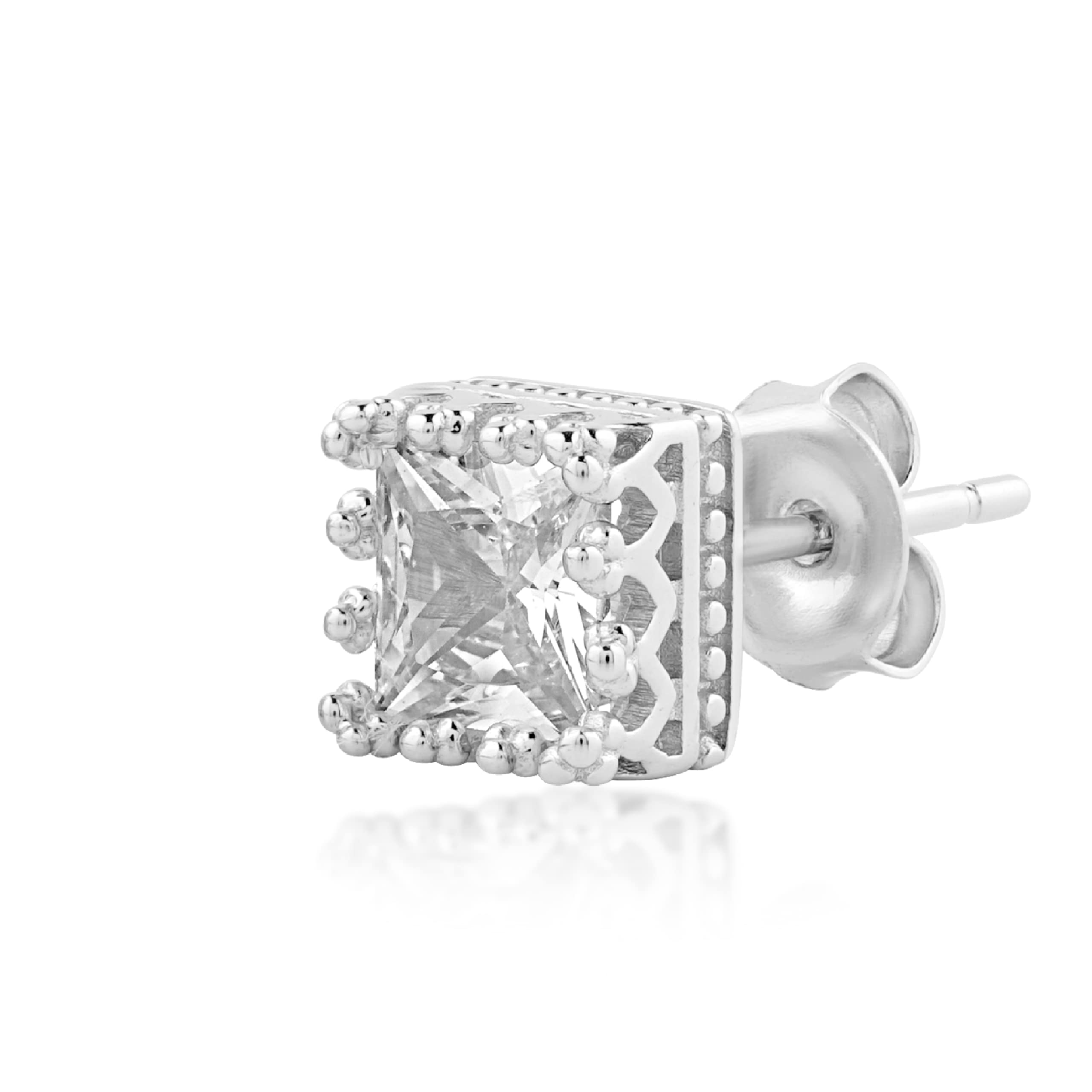 Zevar Amaze Square Crown White, Large 925 Pure Sterling Silver Earring for Men,Pierced, Boys Stud With Authenticity Certi. Single Piece (B0BRG7MVV9) Amazon Price History, Amazon Price Tracker