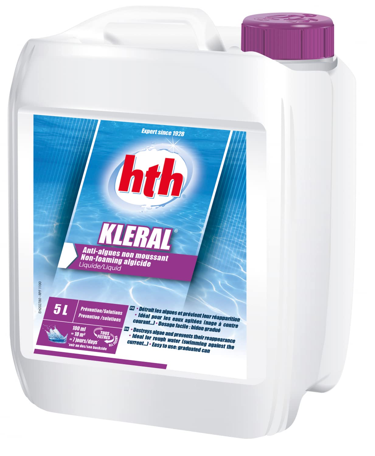 HTH KLERAL Liquide - 5L | Anti-Algues - Très Puissant - Non moussant + 10 Tests HPS OFFERTS 6 en 1