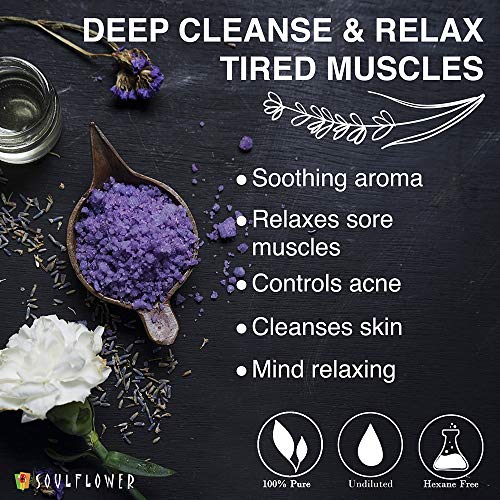 Soulflower Lavender Bath Salt For Soaking With Lavender Essential Oil For Women Men, 100% Natural Mineral-Rich Sea Salt, Body & Foot Spa, Ideal Gift Set For Men, 500G/18 Oz #TOP5