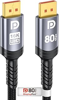Sniokco 80Gbps DisplayPort 2.1 Cable 1.5M, VESA Certified 16K DP Cable 16K@60Hz 8K@240Hz 4K@540Hz 360Hz 240Hz Compatible w…