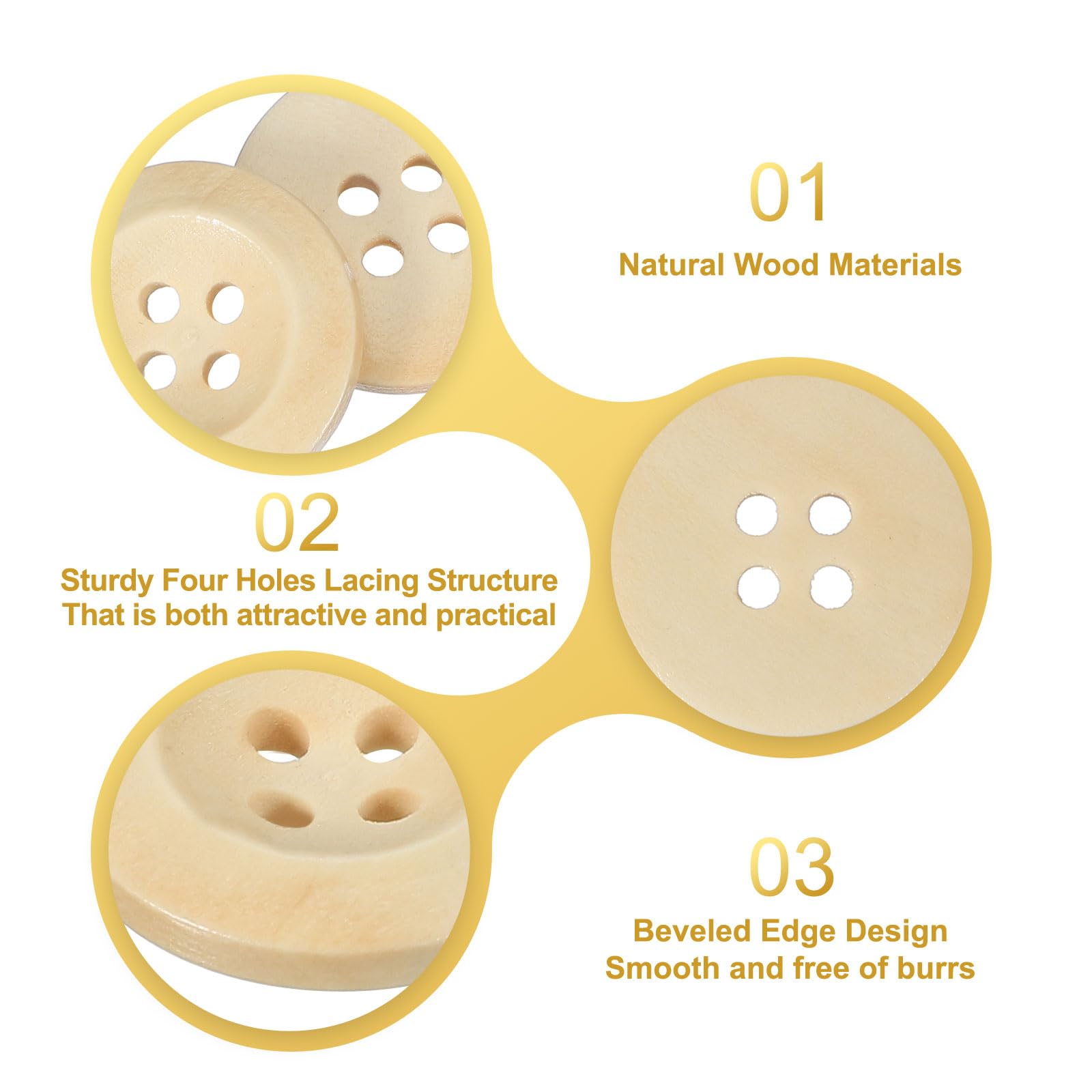 PATIKIL Wooden Buttons 8/9 Inch (23mm) - Image 3