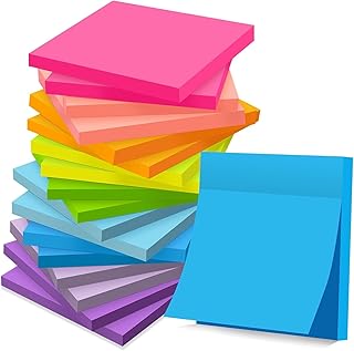 (18 Pads) Sticky Notes 76 mm x 76 mm Post, Self-Stick Pads Bright Colors Sticky Note, Recyclable, Easy to Post for Home, Office, Notebook, 56 Sheets/Pad, 1008 Sheets Total