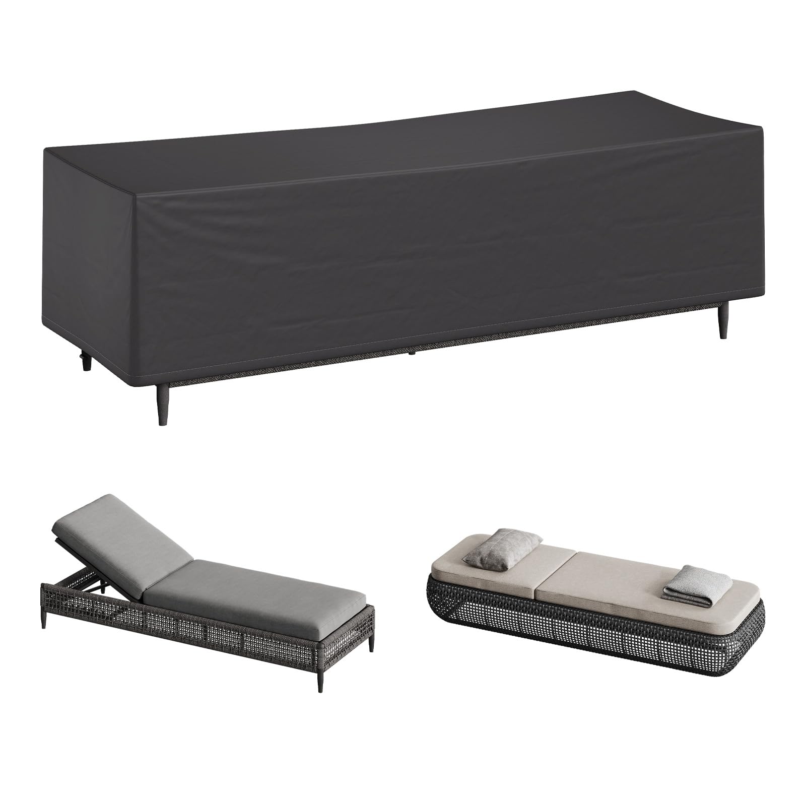 WOLTU Copertura Protettiva per Sedie, Sdraio da Esterno in Tessuto Oxford 600D, Copertura per Mobili da Giardino 218x77x55 cm Telo Anti-UV idrorepellente Resistente allo Strappo