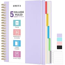 A4 Notebook, Lined Notebook with Removable Dividers, 100GSM Thick Notepad