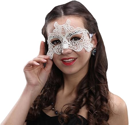 Amazon Jixin4you 半面マスク レディース エキゾチック 仮面 おしゃれ レディース アイマスク 綺麗 セクシー ファッション 舞踏会 パーティー ホワイト コスプレ 仮装 通販