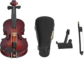 LIZEALUCKY Violino em miniatura com suporte de arco suporte do mundo menor violino mini violino pintado superfície simulação violino com caixa preta violino miniatura de madeira para decorar casas ou escritórios