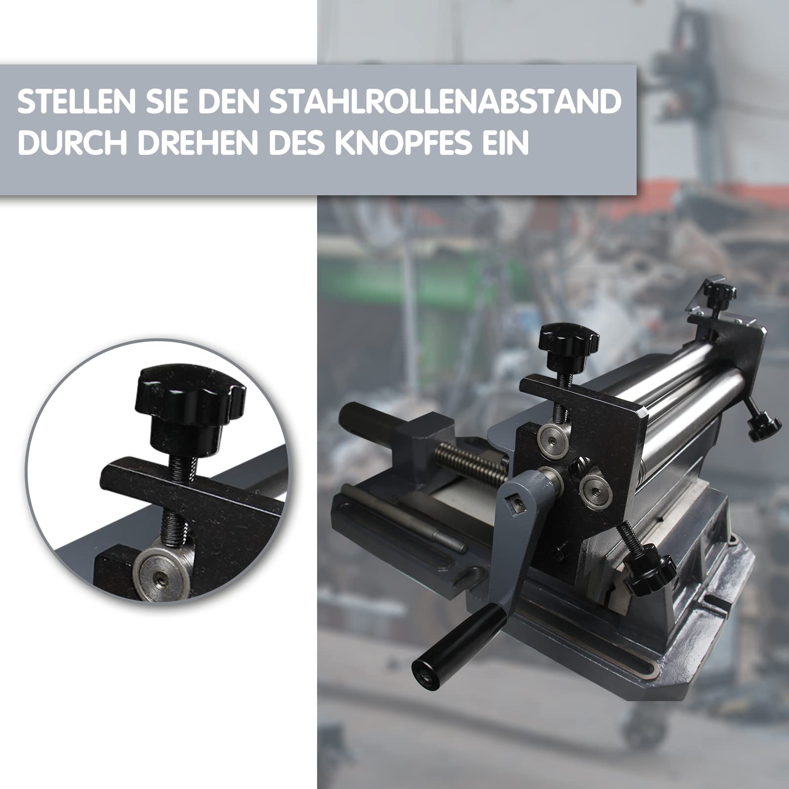 BOKA Rundbiegemaschine 3-Walzen für 1 mm Blech Biegemaschine 300 mm Breit SJ 300 Rundbiegegerät Blechbiegemaschine, Walzenbiegegerät, Rohrbiegemaschine