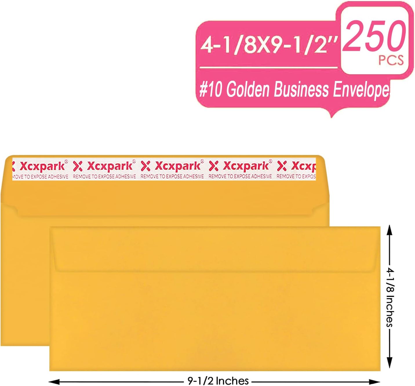 Xxcxpark 250 PCS #10 Golden Self Seal Kraft Security Envelopes - 4-1/8 x 9-1/2 Inches, Windowless, Invisible, Super Strong Quick Seal, Security Tint Pattern