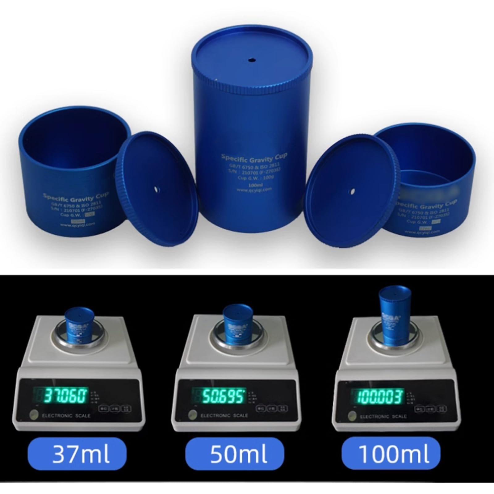 Copa De Densidad De Pintura, Densímetro De 37/50/100 Ml, Densímetro De Aleación De Aluminio con Tapa a Prueba De Derrames, Utilizado para Medir La Densidad De Los Líquidos.