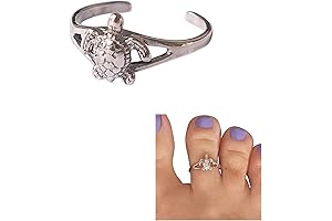 925 Sterling Silver Turtle Toe Ring/Knuckle Ring - Adjustable Small Dainty Animal Open Ring