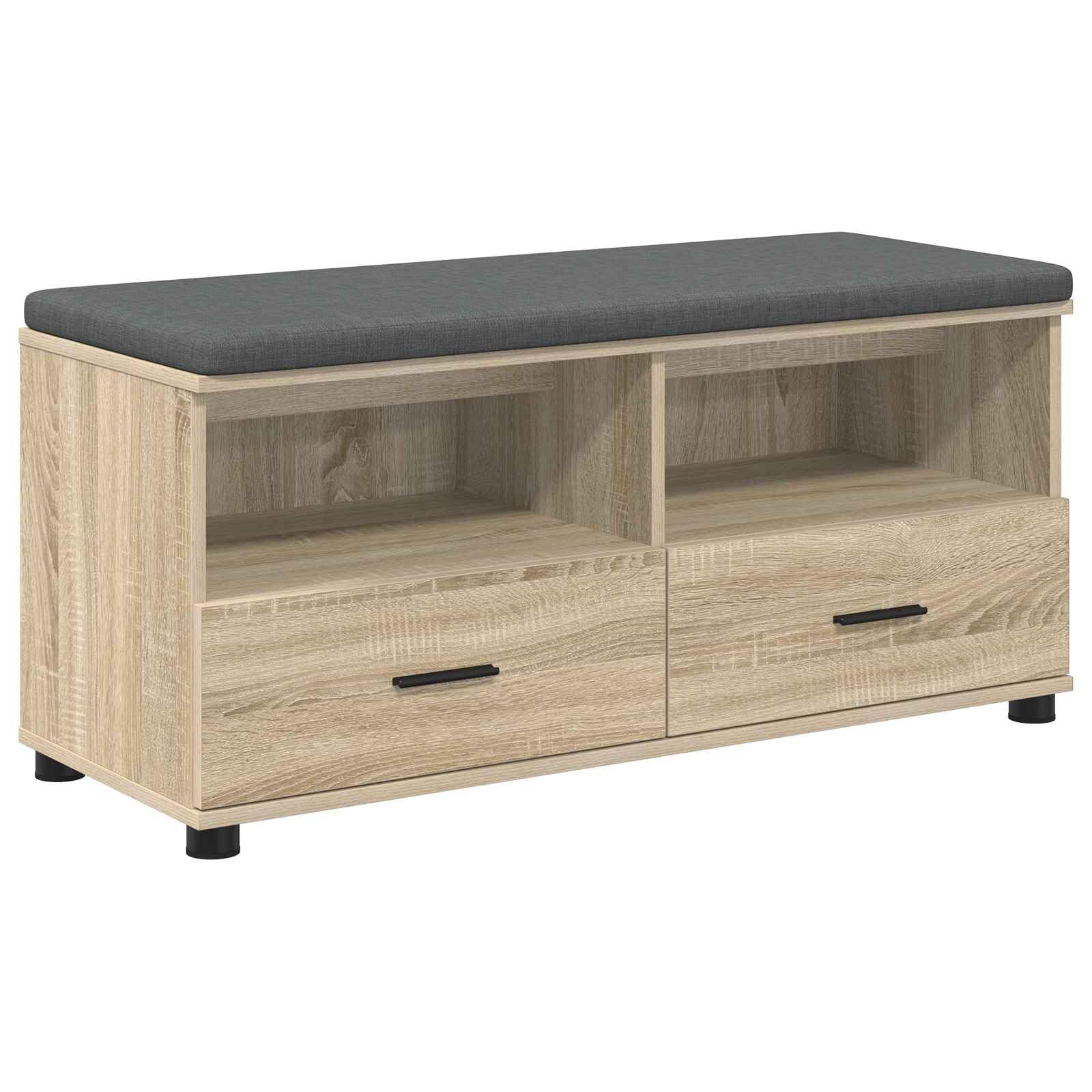 Banc de couloir chêne Sonoma 100 cm avec coussin et rangement pour entrée