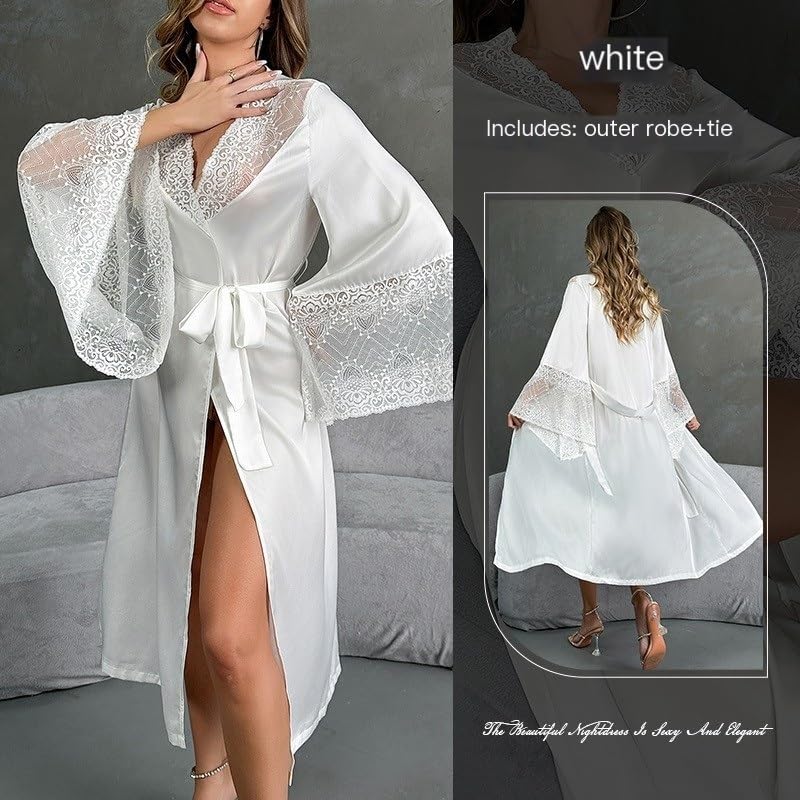 Satin dressing gowns, lace long-sleeved robes, and cool bathrobes for home wear2