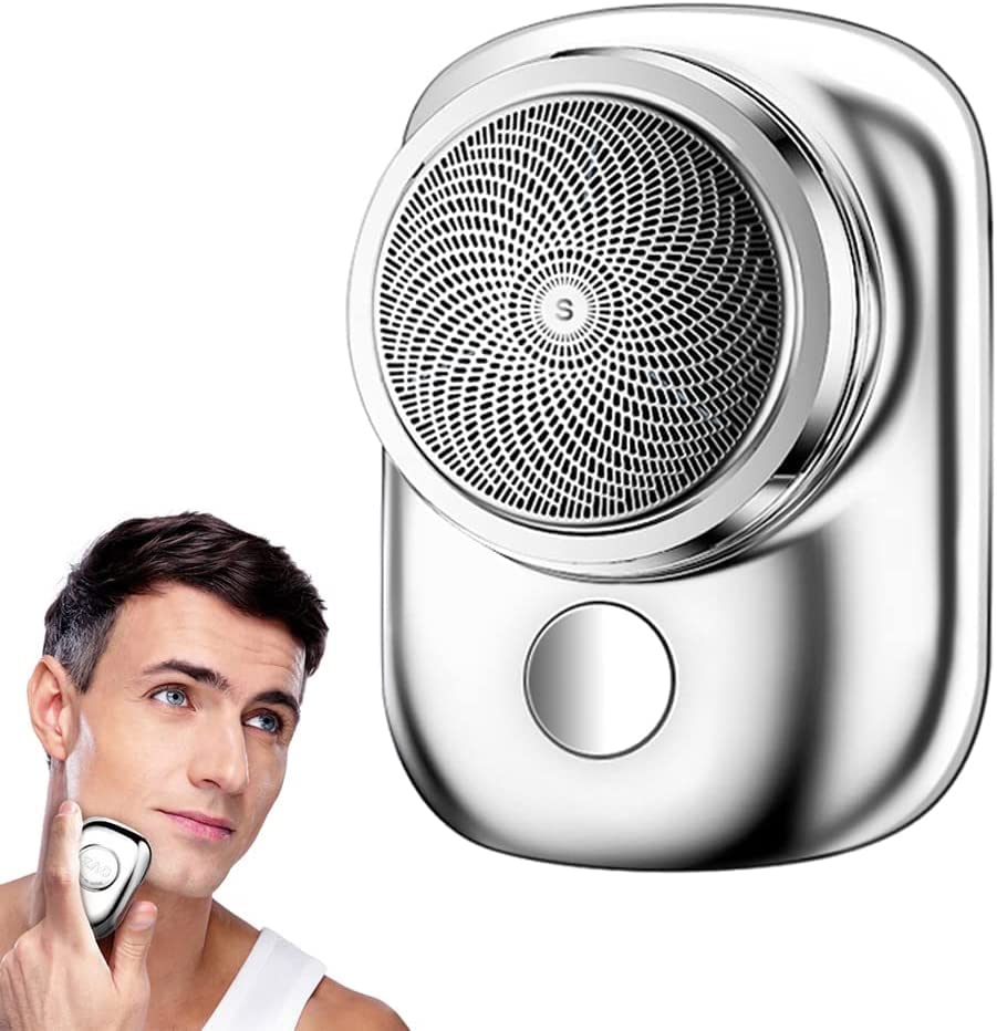 TOPVOPDistinguisha Mini Shave Portable Electric Shaver, Waterproof Electric Shaver for Men, Rechargeable Wet & Dry Electric Shaver, Take It Out and Use It Anytime, Anywhere (Silver)
