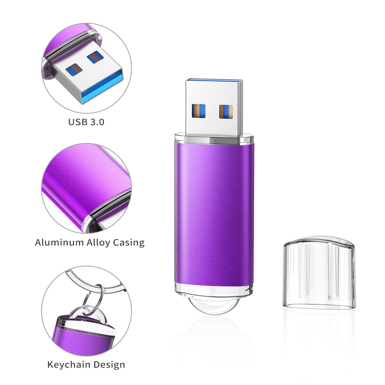 Memoria USB de 32 GB, 5 unidades USB 3.0 K&ZZ, memoria de 32 GB, memoria USB, unidad de memoria flash U, para almacenamiento de datos plegable con indicador LED (azul/morado, rosa, verde/naranja)