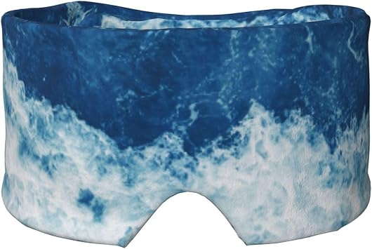 Blue and White Wave Beach Cool Blackout Eye Covers - Women Eye Shades for Sleeping - Men Adjustable Sleep Eye Masks