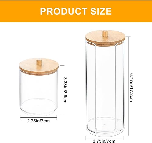 Miniatura 2 de 2 soportes Qtip, soportes dispensadores de bolas de algodón transparente, recipiente de maquillaje de hisopos de algodón, organizador de tarros de