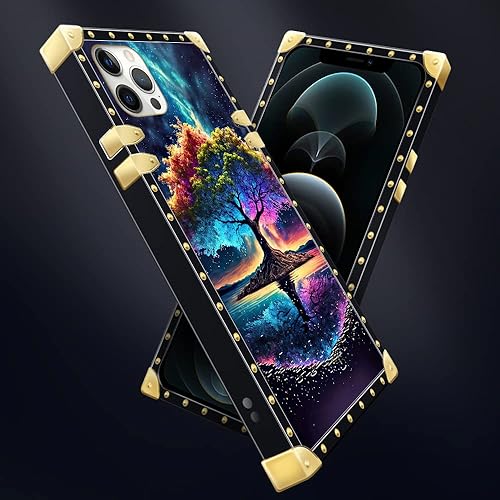 Miniatura 5 de DAIZAG Funda compatible con iPhone 13 Pro Max Life Tree Energy Phone Case Golden Square a prueba de golpes, funda de regalo para iPhone 13 Pro Max