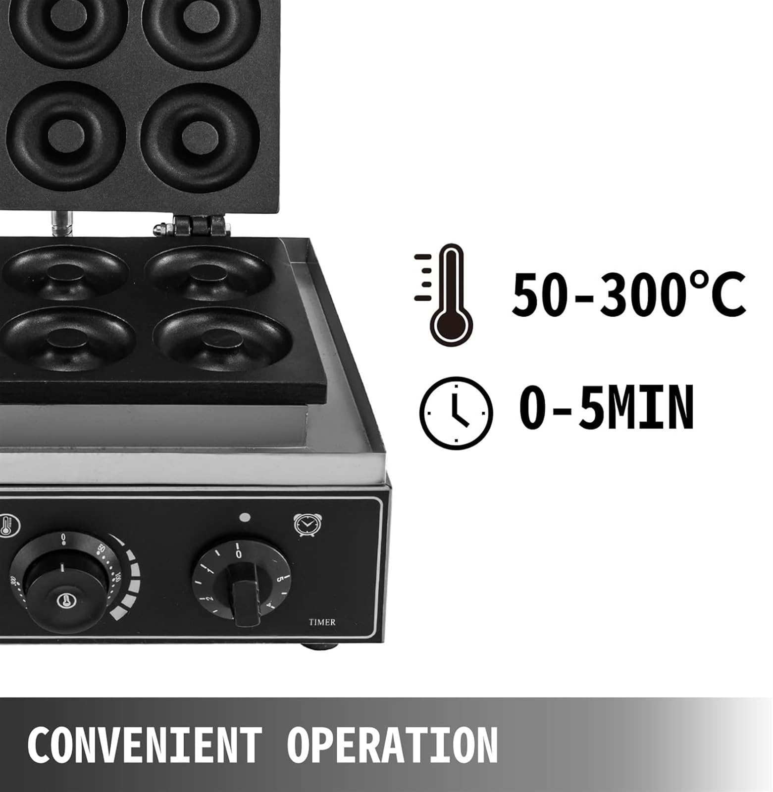 Máquina eléctrica para Hacer donas Dulces de 6 Agujeros, de Acero Inoxidable Antiadherente, para Uso Comercial, para Hacer donas, Waffles y Galletas Gaufriers, electrodoméstico de,