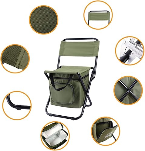 Miniatura 8 de Sillas de pesca acolchadas, sillas plegables verdes para acampar tubo de hierro resto tela Oxford