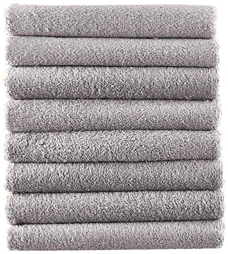 Naturemark Paquete Ahorro De 8 Toallas De Tejido De Rizo, Set De 8 Unidades De 50 X 100 Cm, Gris-Plata, 100 Algodón