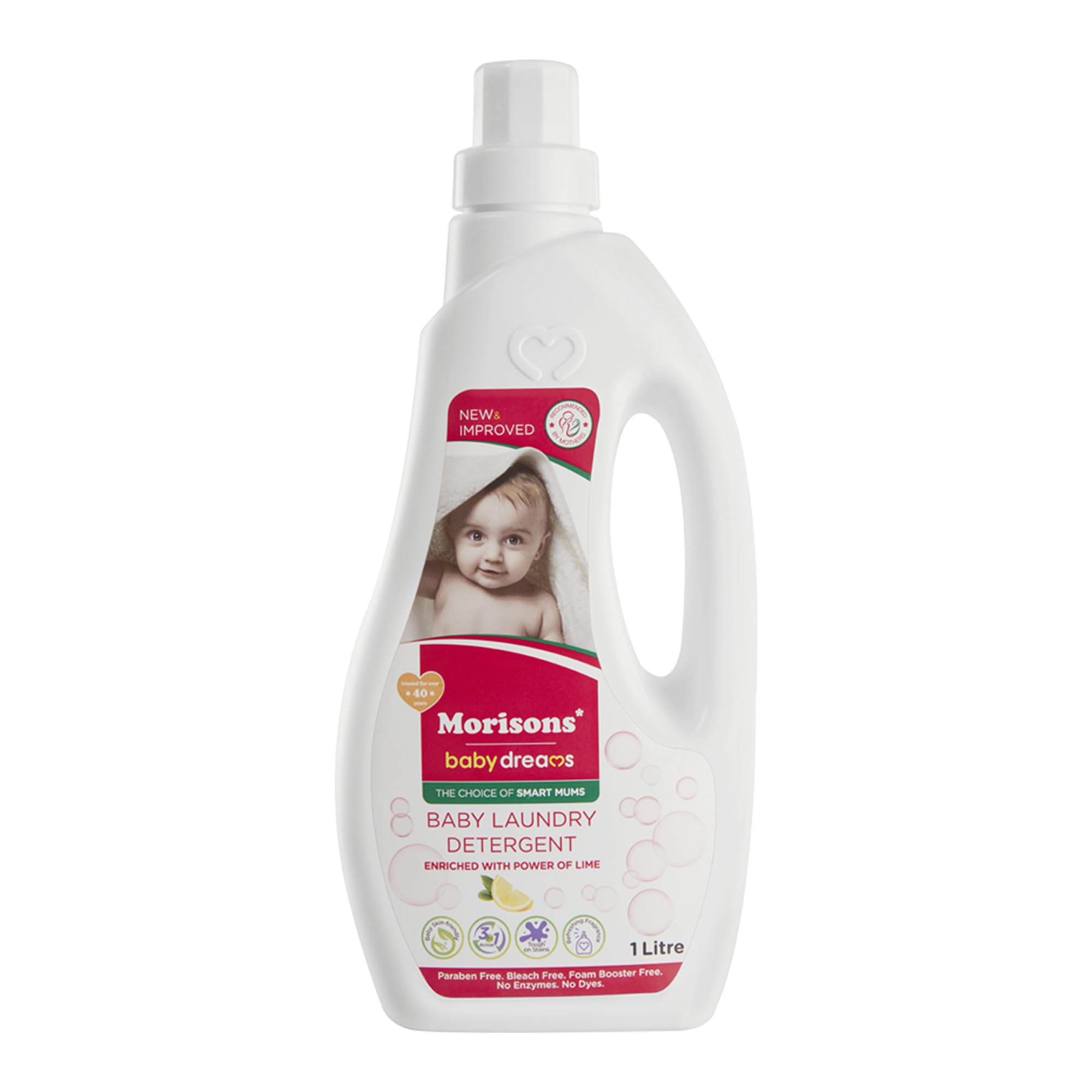Morisons Baby Dreams Baby Laundry Detergent | Tough on Stains | Safe for babies | Refreshing Fragrance | No harsh chemicals | 1 Ltr