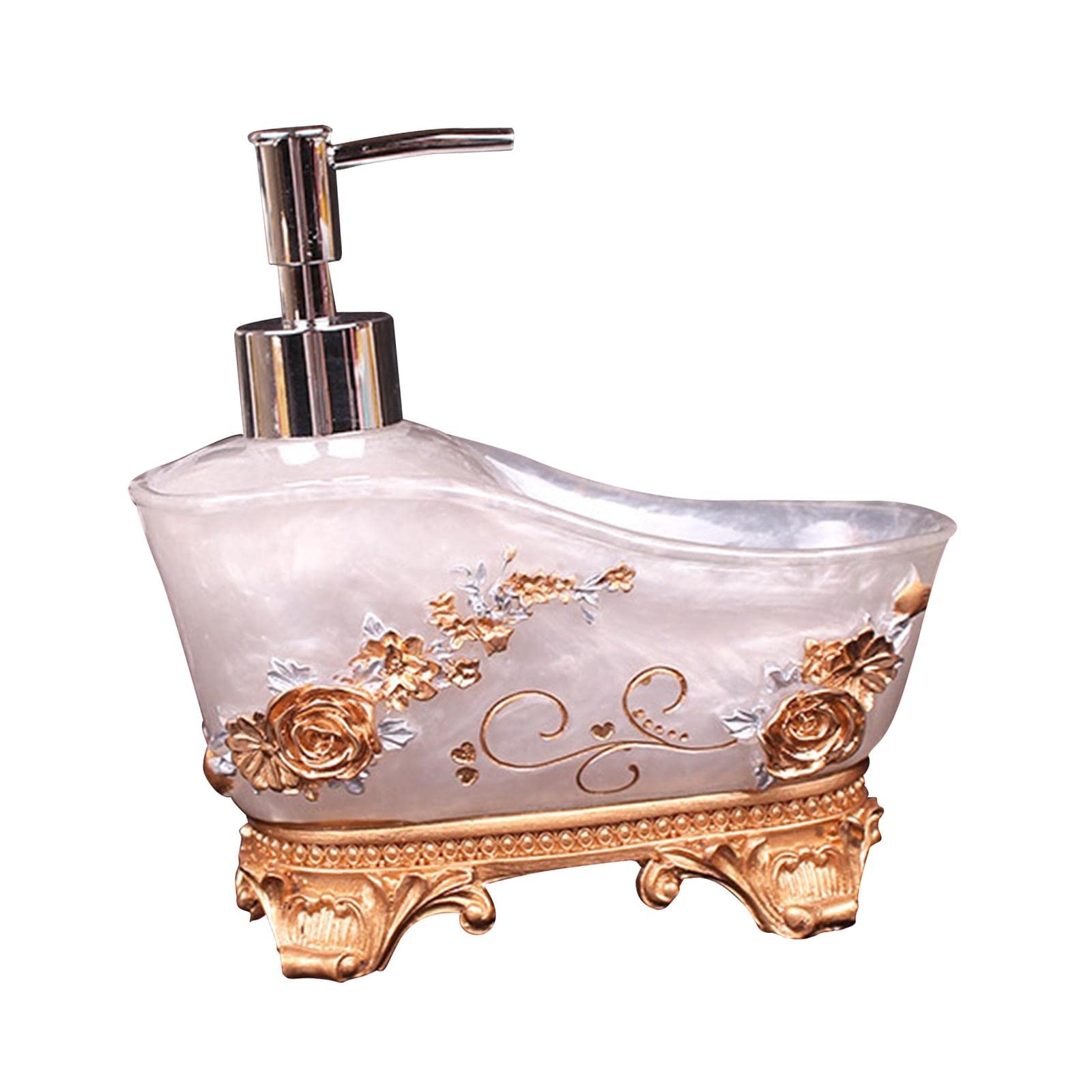 Dispensador de Jabón con Bomba Manual en Botella Recargable de Resina para Loción Y Shampoo Tocador Cocina Decoración de Baño, B Blanco, Individual