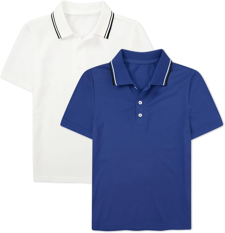 Cozople Boys Polo Shirt Teen Uniform Shirts 2-Piece School T-Shirts