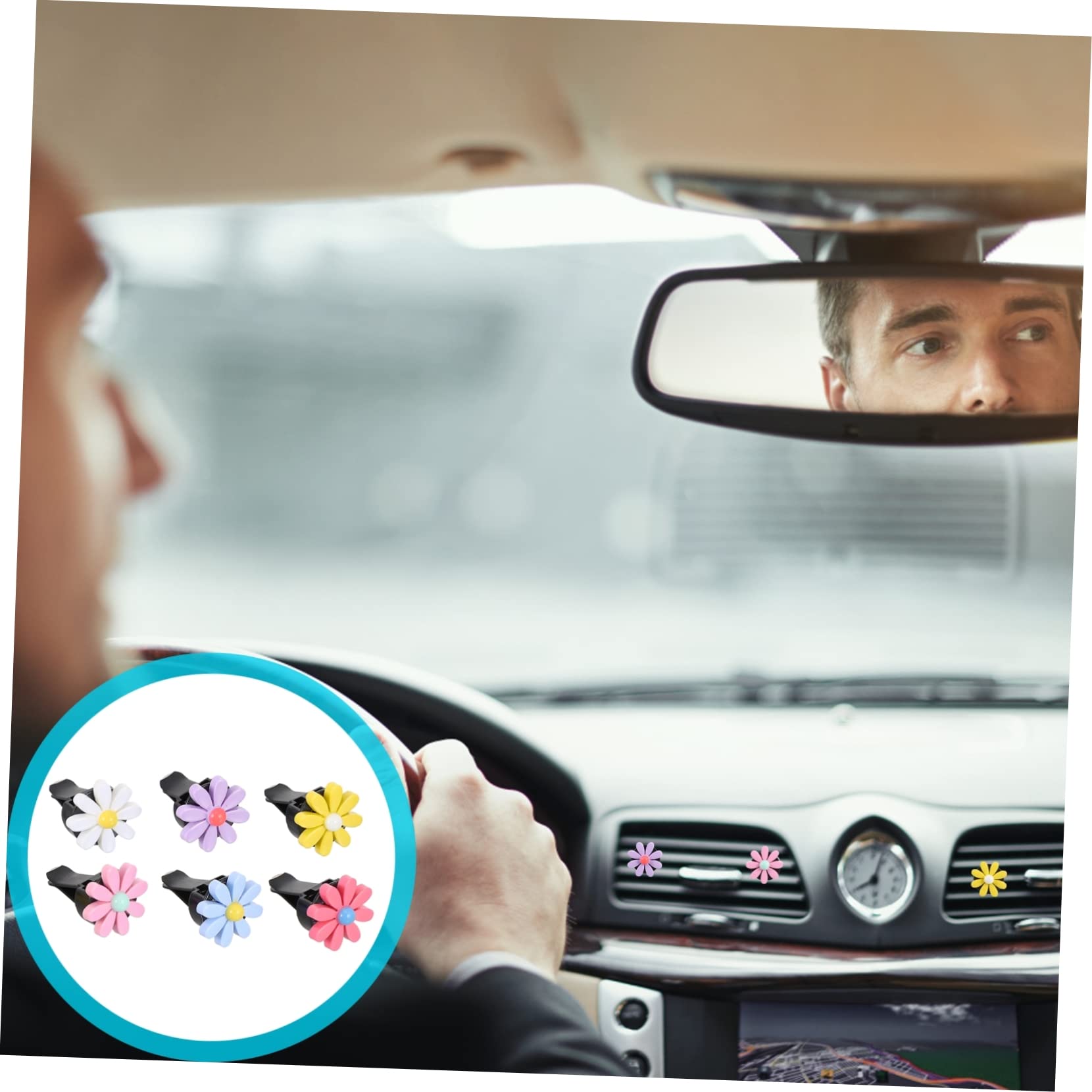 ibasenice Set di Mini Diffusori per Auto a Forma di Margherita con Clip per Auto