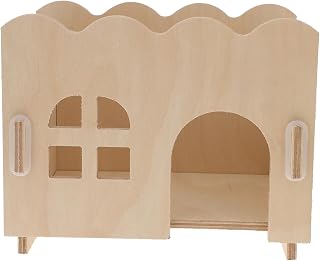 UKCOCO 1pieza Casa De Madera para Hámster y Erizo Refugio y Cómodo Color Blanco Diseño Transpirable y Artesanal para Domésticas