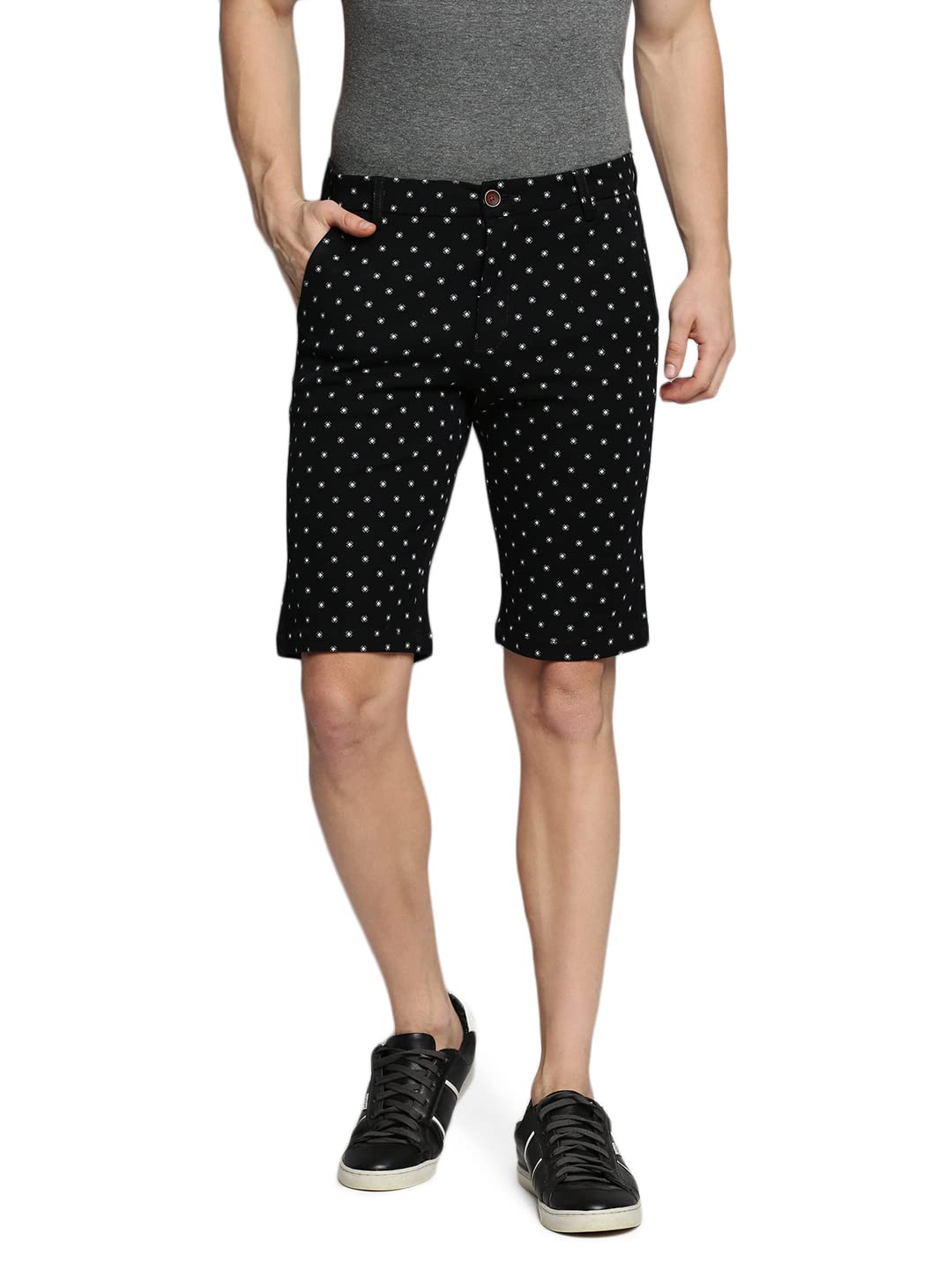 showoffff SHOWOFF Men's Knee Length Black Printed Mid-Rise Regular Shorts-LS-4545-7_Black-picture-39