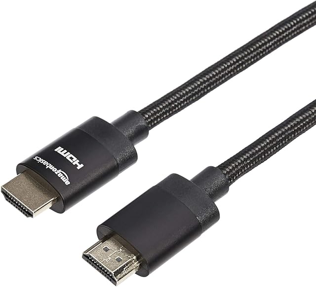 Amazon Basics Premium-Certified Braided HDMI Cable - Supports Ethernet, 3D, 4K HDR and ARC (4K@60Hz, 18Gbps) - 0.9 m