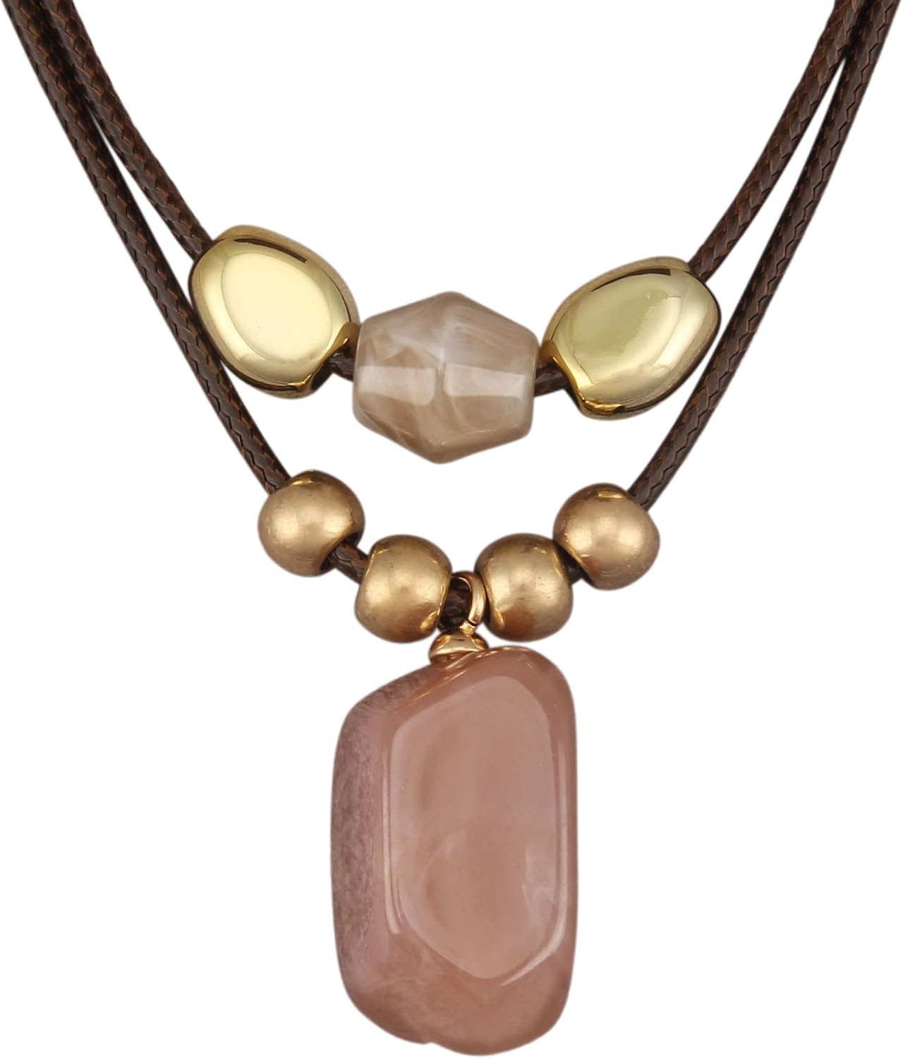 GelConnie Boho Necklaces for Women Cowgirl Necklace Stone Leather Cord Pendant Necklaces With Beads Long vintage Layered Choker Necklace