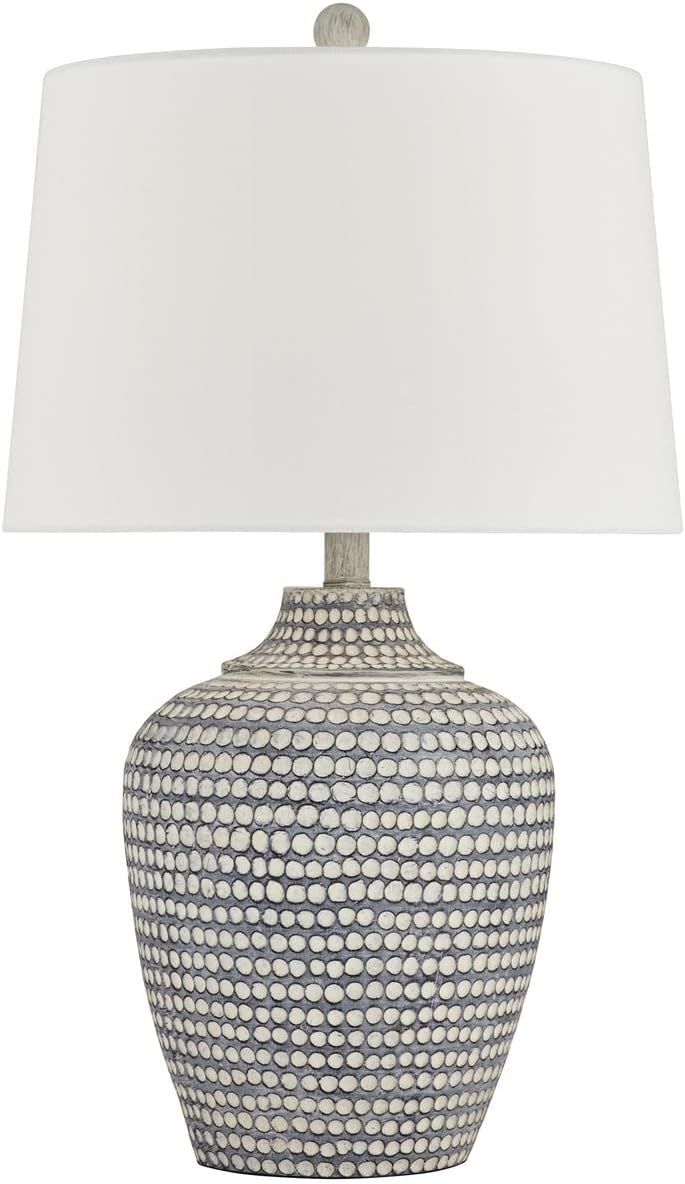 Alese Textured Dot Jug Table Lamp, Grey Wash Finish, Cast Resin