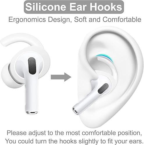 Miniatura 5 de Kit de 4 pares antideslizantes compatibles con AirPods Pro 2, ganchos deportivos de silicona para las orejas y rotación de 360° de longitud
