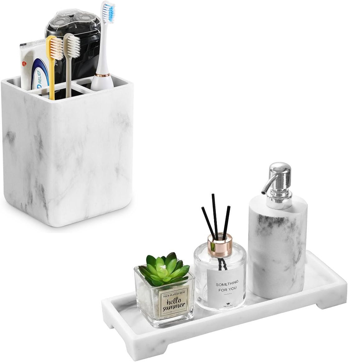 Amazon.com: Luxspire Bathroom Vanity Tray + Luxspire Toothbrush Holders ...
