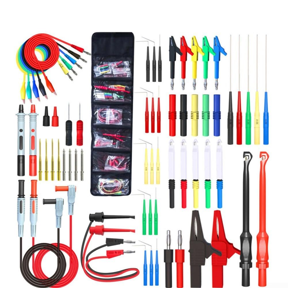 Kit completo de sonda multímetro de 61 piezas para pruebas de circuito, incluye sondas de perforación de alambre y ganchos de prueba para diagnóstico de coche, 1000 V