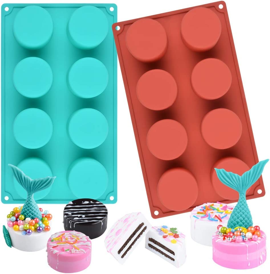 Silicone Mold Chocolate Molds Round Cylinder Candy Cookie Chocolate Oreos Molds, Perfect Molds for Chocolate Covered Oreos, Cupcake, Candy, Pudding, Mini Soap Making (Random Colour)