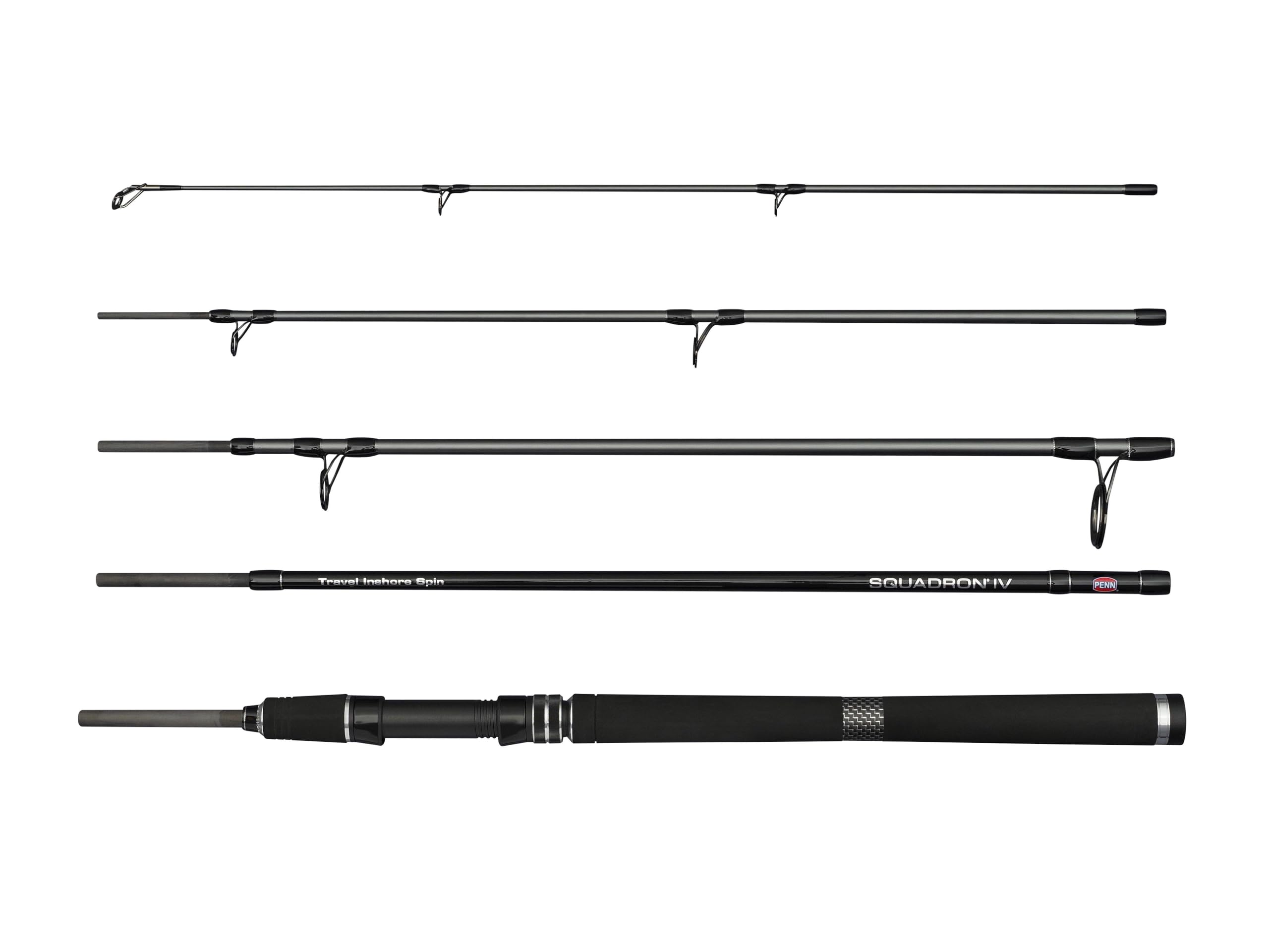 PENN Squadron IV Travel Spin Fishing Rod | Saltwater Inshore Spinning Rod for Lure & Predator Fishing | 24T Carbon Blank | Fast Action | Dura-Guides | EVA Handle | 3.00m | 20-60 g