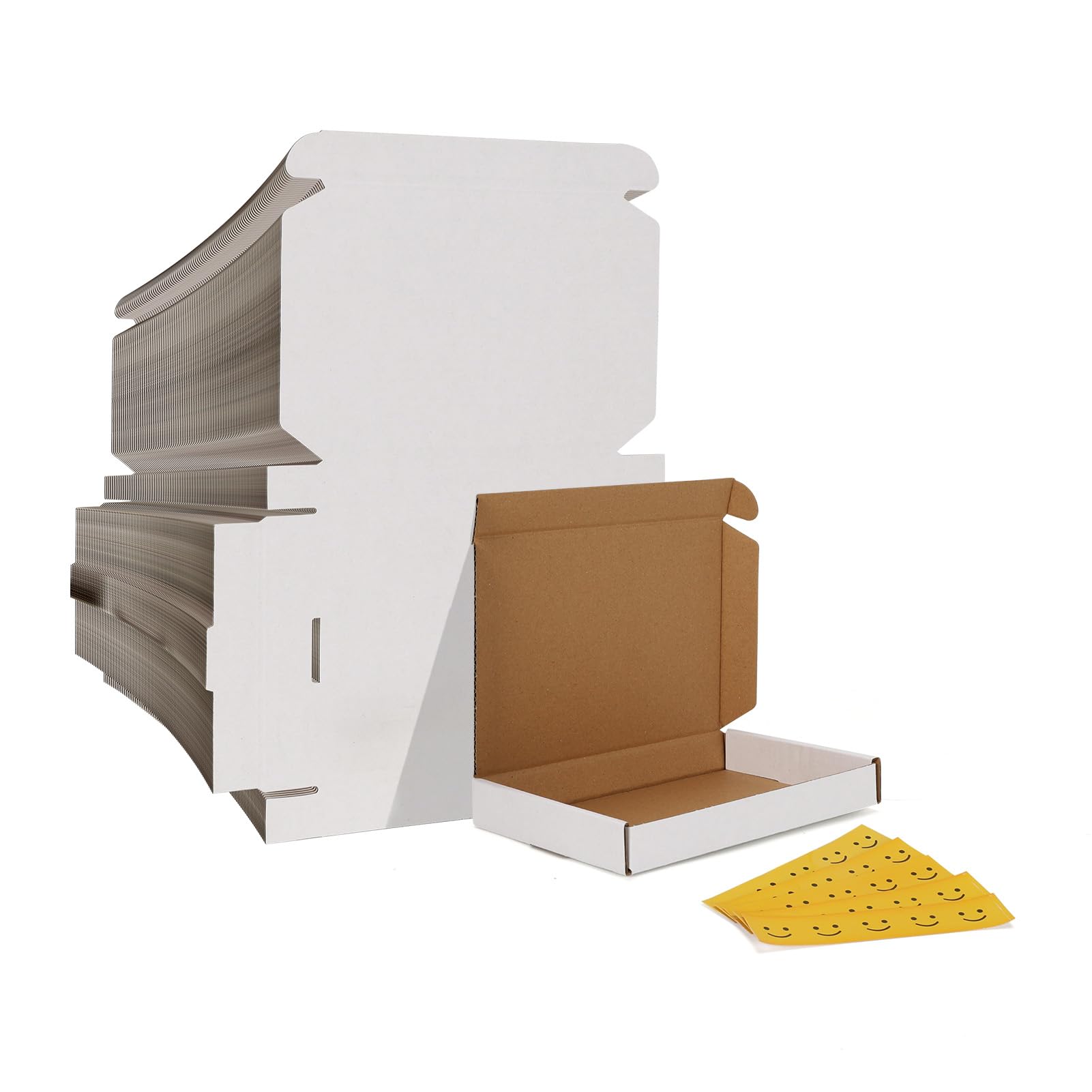 Photo 1 of HORLIMER 7x5x1 Shipping Boxes Set of 100, White Corrugated Cardboard Mailer Box for Packing Small Business