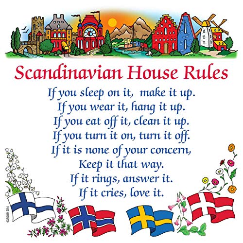 Essence of Europe Gifts Swedish Gift Wall Tile: Scandinavian House Rules