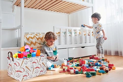 Miniatura 6 de Cesta rectangular de béisbol, cestas para niños, cesta de almacenamiento para niños, canasta para niños con asas para decoración de habitaciones,
