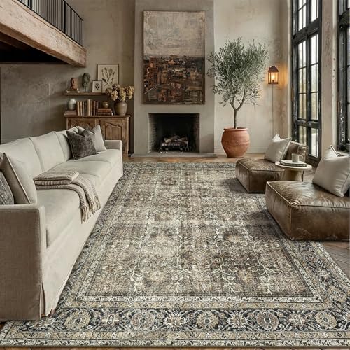 PureCozy Vintage Area Rug 12x15 Brown