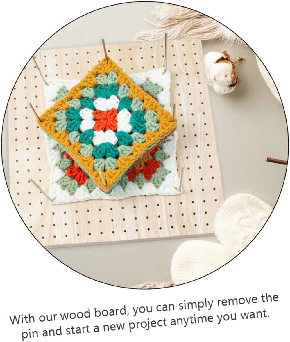 Gadpiparty 1Set Wooden Crochet Blocking Board for Knitting Weaving Sturdy DIY Yarn Board with Positional Needles for Multiple Projects Easy to Use Craft Accessory