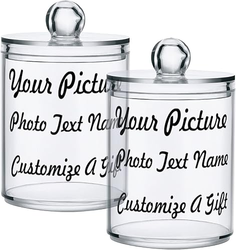 UMIRIKO Paquete de 2 soportes Qtip de 10 onzas, organizadores de baño y contenedores de almacenamiento, tarros de plástico con tapas para bolas de