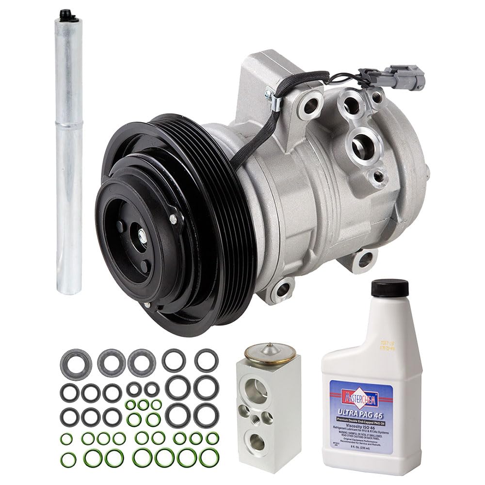 AC Compressor & A/C Kit For Hummer H3 5-Cyl 2006 2007 2008 2009 2010 - Includes Drier, Expansion Valve, PAG Oil, O-Rings - BuyAutoParts 60-82051RK New